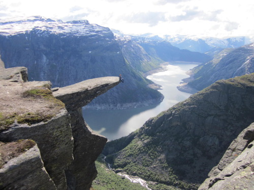 Trolltunga (troll’s tongue in English) in Odda, Norway.  