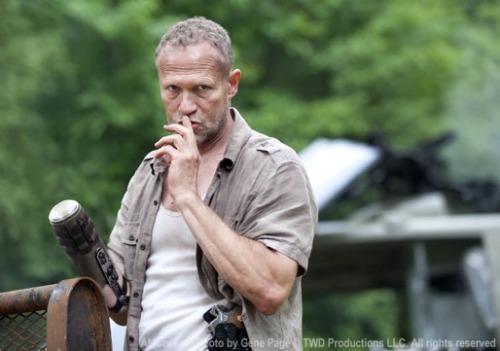 bradweiner:New pictures from the set of The Walking Dead.  Micchone &amp; Merle