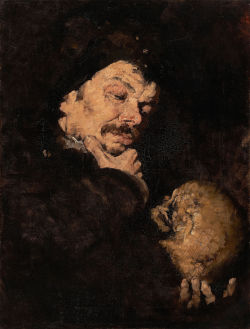 FRANK DUVENECK Man Holding a Skull (Memento