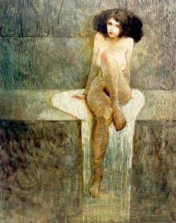 sirenadesertica:  Seated. Jeffrey Catherine Jones (1944 – 2011, American) 