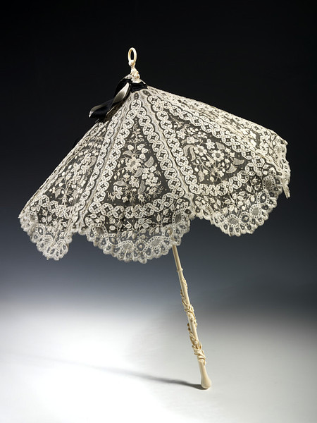 Victorian Era Fan Guide | A parasol from the 1870s made of white lace ...