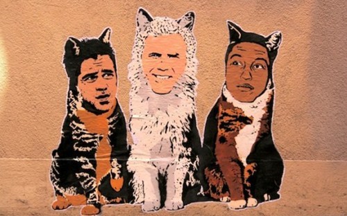 outterspaces:
“ thedailywhat:
“ Street Art of the Day: Hanksy continues his pop culture tributes with the hilarious Ferrell Cats — Colin Farrell, Will Ferrell, and Pharyell Williams. The rest of the new series can be found...