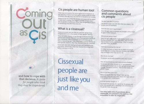 transformfeminism:  crankyskirt:   How do you have sex?Cis people can be very inventive with their bodies.   CHOICE (Cis Heroes Organizing Internal Cis Empowerment)  I. Just. Died!  this is great 