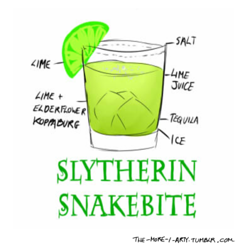 the-more-i-arty:the hogwarts house cocktails as individual images