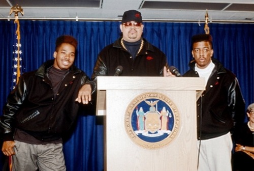 Heavy D & The Boyz (G. Whiz & Trouble T-Roy) hold a press conference in NYC (1988)