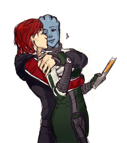 Jelee-:  Zzz Some Femshep/Liara Before Bed 