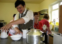 emmelem:  most-things-except-meat-in-a-can:  ‘Hi, I’m Marcus and I like to wash up at old people’s homes.’  Look at the dish rag over his shoulder! He’s too cute! 