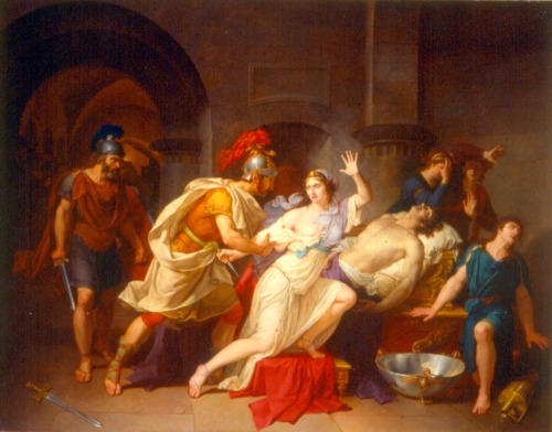 necspenecmetu:Jean-Bernard Duvivier, Cleopatra Captured by Roman Soldiers After the Death of Mark An
