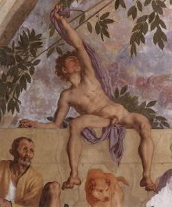 lyghtmylife:  PONTORMO, Jacopo [Italian Mannerist Painter, 1494-ca.1556] Vertumnus and Pomona (detail)1519-21FrescoVilla Medici, Poggio a Caiano 