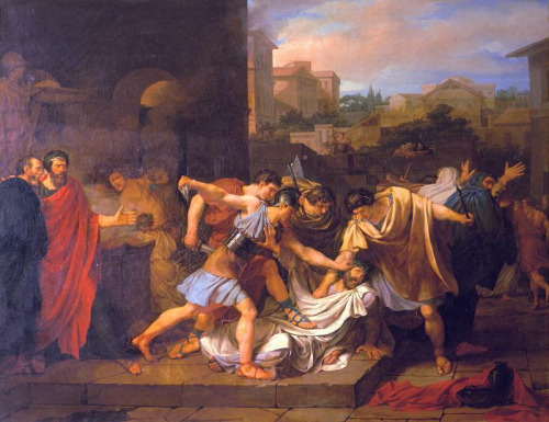 necspenecmetu:Jacques Reattu, The Death of Tatius, 1788