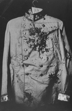 unbearabilityofbeauty:    The bloodstained coat of the Archduke Franz Ferdinand, assassinated in 1914, triggering the First World War.    