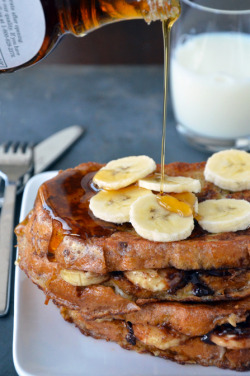 thefoodhabit:  Banana &amp; Nutella Stuffed French Toast  *GASP* what is this magical food????