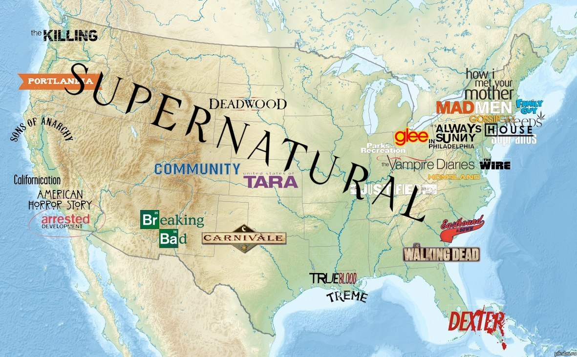 xmwt7:  teslawasrobbed:  cooooooooooooooolt:  emptyfreid:  map of tv-shows    supernatural