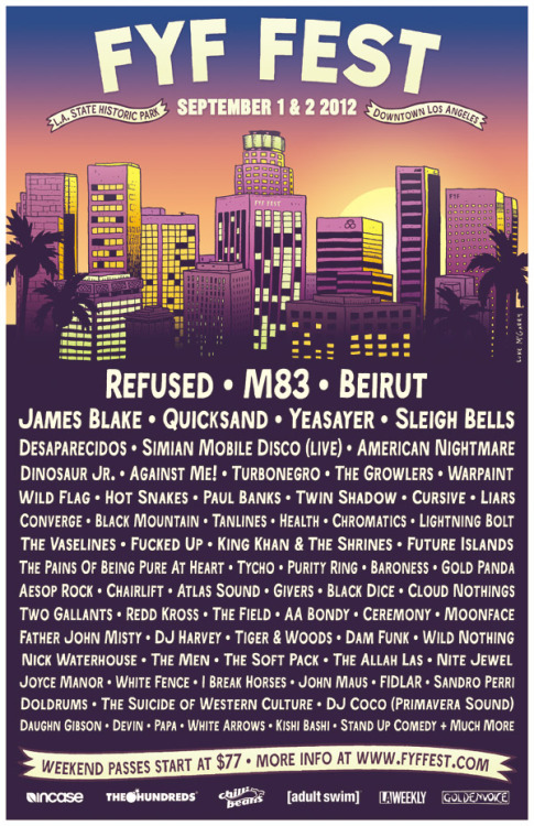 fyffest:  TICKET GIVEAWAY FOR FYF FEST:  Reblog the poster for your chance to win a pair of weekend passes to the festival. Two winners will be picked at 12:00pm on Thursday, June 21st.  And remember that tickets for FYF Fest go on sale this Friday,