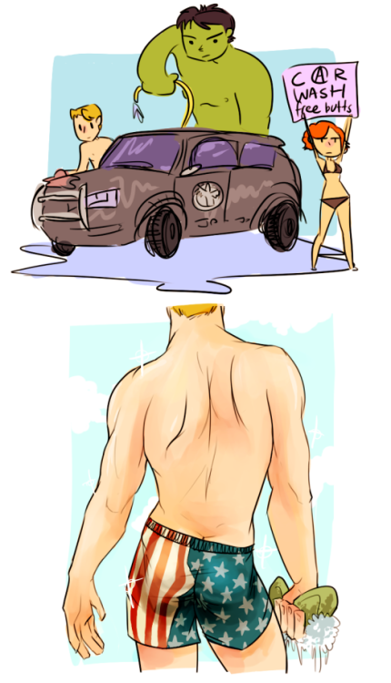 theeleventhsherlock:  Coulson, looking flustered by Steve’s patriotic bottom 