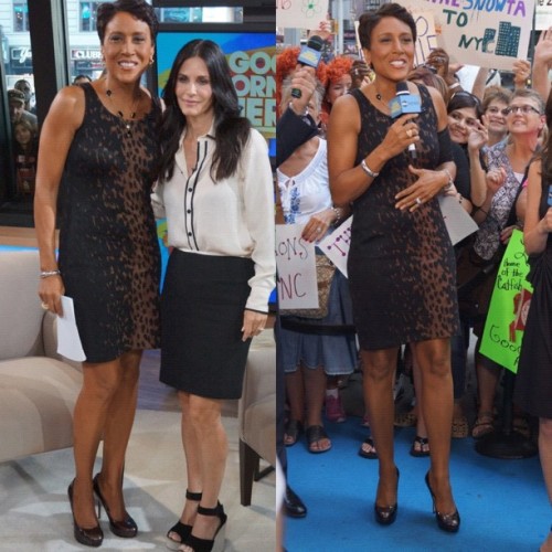 #WhatSheWore @RobinRoberts #StJohn Dress, #JoannDavid Pumps, #JohnHardy Jewelry #CastCoverFashion PI