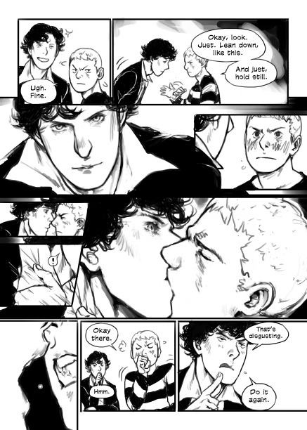 French Kiss page 04 (from I Will Burn the Art Out of You, a Sherlock collab fanbook)