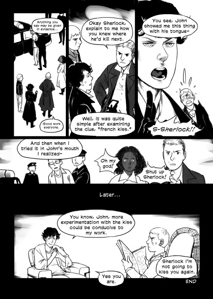 French Kiss page 06 (from I Will Burn the Art Out of You, a Sherlock collab fanbook)