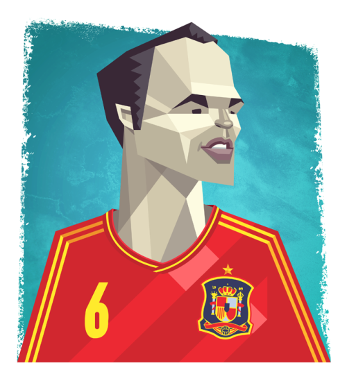 danielnyariillustrations:  Andres Iniesta. My Player of the Tournament at Euro2012 so far.  