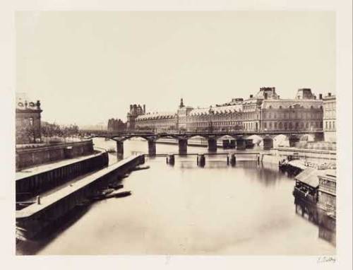 suburbanastronaut: Looking down the Seine towards the Louvre, Paris, 1865