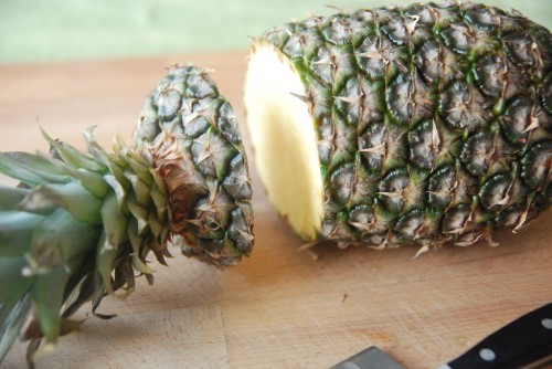 thecakebar:  grilled pineapple sticks & how to cut a pineapple  you can serve grilled pineapples with vanilla ice cream, whip cream, cream cheese, mascarpone, or greek yogurt :) 