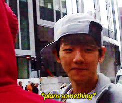 junmyeon:  chanyeol and baekhyun plans on something, makes a run for it while fangirls chase after them… and disappears 