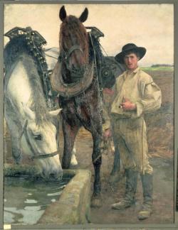 100artistsbook:  Pascal Dagnan-Bouveret (French, 1852-1929), Horses At The Water Trough, 1884. 
