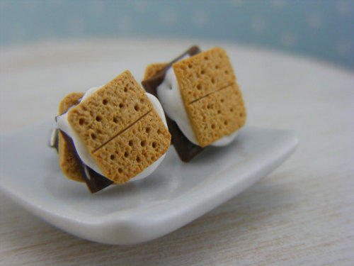 Smore Earring Studs A pair of tiny little smores, filled with melted chocolate and toasted marshmall