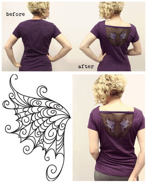 DIY Organza Floating Wings Tee Shirt Restyle Tutorial by Urban Threads here. I haven’t posted 