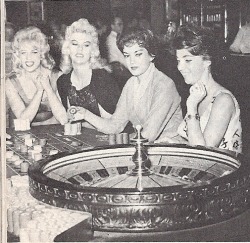  “Lures of Las Vegas”, Adam Volume 5 No 1 (1960): Betty Peters, Brunette, 22, Maryland, 5’5”, 40-22-34, Age 22 Brenda Graham, Blonde, London, 5’5”, 39-24-36, Age 23 Carole Bayne, Blonde, Ohio, 5’6”, 38-23-34, Age 21 Joy Sheldon, Brownette,