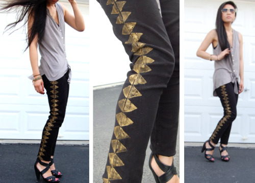 kirsten-nunez:s&amp;p diy: Stamped Geometric Jeans