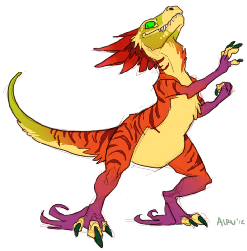 corrosivefool:I drew a dinosaur!  I dunno what he’s doing… directing traffic, dancing, doing tai chi