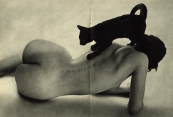 frenchtwist: Woman with cat by Peter Martin for Figure #1 Magazine, 1951