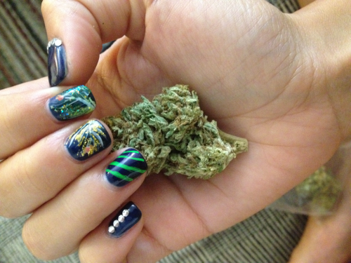 A mystery nug and my peacock feather nails