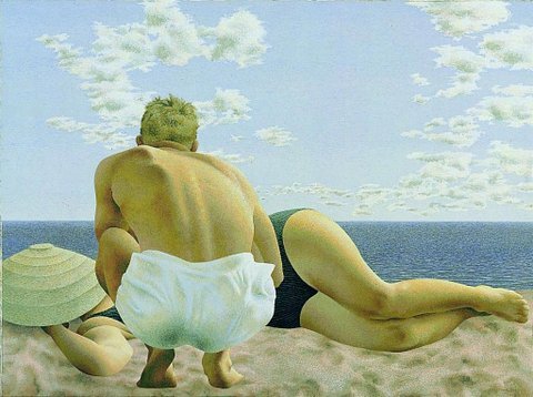 quam-nos-animadverto:  Couple on Beach by Alex Colville, 1975 