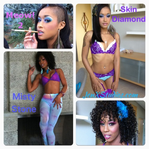 Sexy BTS photos of @Skin_Diamond & @MistyStoneXXX  from the set of “Meow! 2” ! I cou