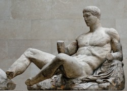 ancientart:  Ancient Roman sculpture, Reclining Dionysos, from Parthenon east pediment, ca. 447–433 BC. 