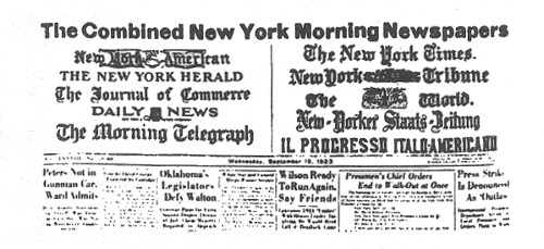 On Sept. 19, 1923, New Yorkers awoke to a strange composite newspaper — 2,500 web-pressmen had stage