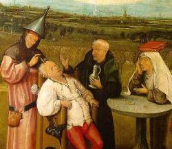 The Cure of Folly (The Extraction of the Stone of Madness) (detail)oil on boardHieronymous Bosch, c. 1475-1490Museo del Prado, Madrid