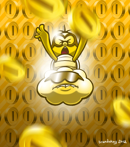 brandokay:  Gold Lakitu makes it RAIN. OHHHHHHHHHH. 