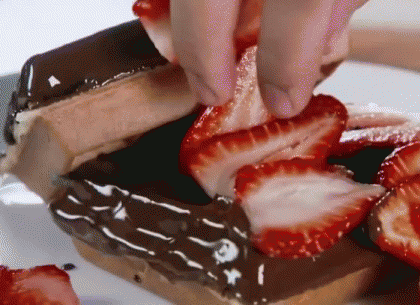 david-bowie-is-a-reservoir-dog:  eewalsh:  amourschullie:  maomi:  I hate my life right now.  Why.  Dear lord why  Am I the only one annoyed that those two strawberries didn’t fall on the waffle, or…? 