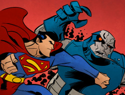 comicsforever:  Superman Vs Darkseid // artwork by Derek Fridolfs and Wayne Nichols (2007)    Hey, @ElBrutoEpico , stop punching me! hahaha!