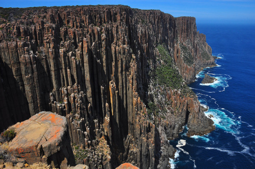 The columns of Cape Raoul in Tasmania, Australia (by cameroonjb).