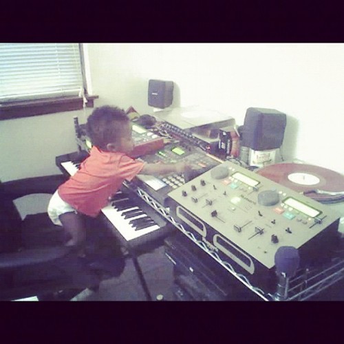 My studio was in his room so he thought it was his also. #throwback #family #instaphoto  (Taken with Instagram)