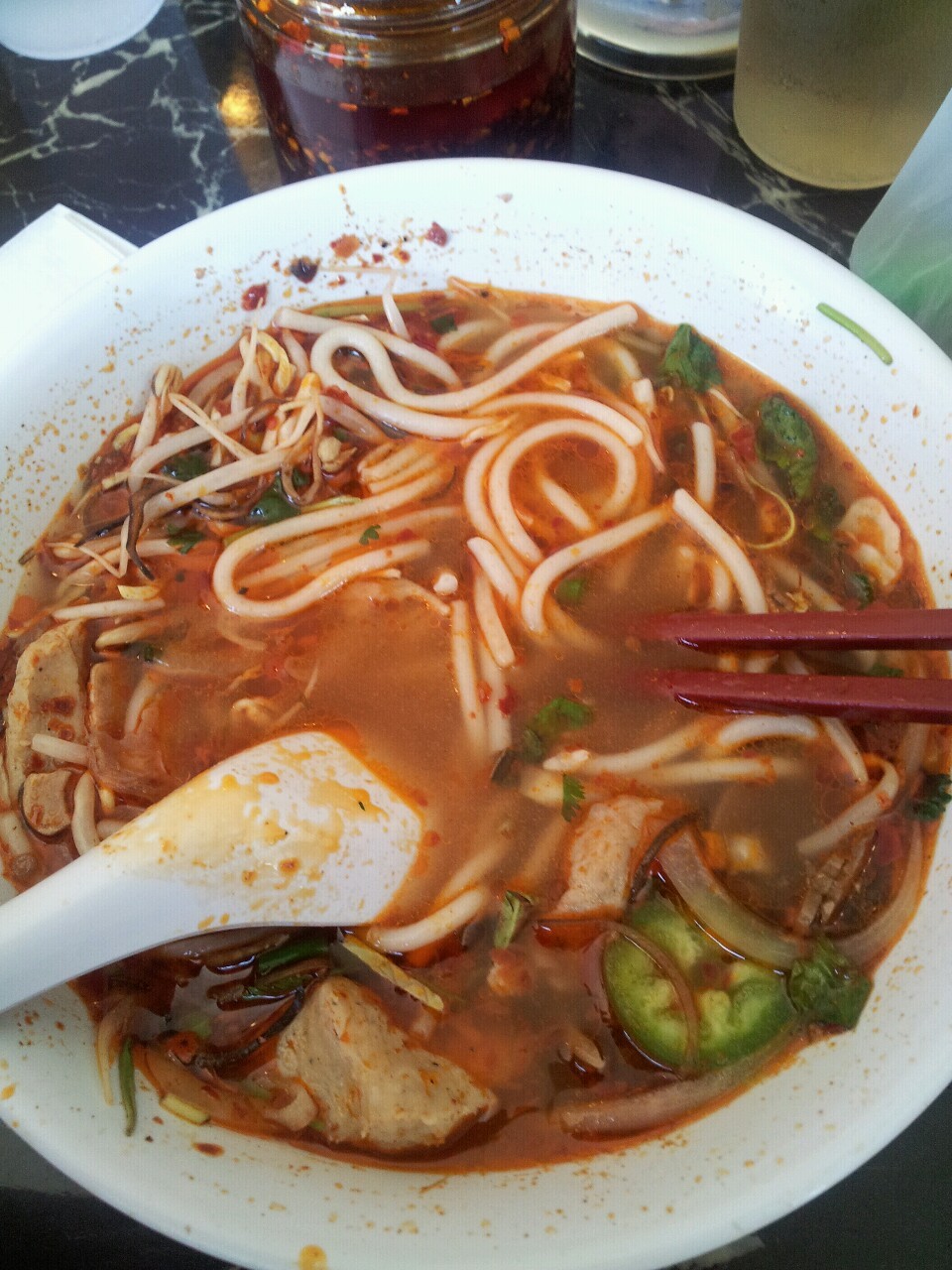 My phones dumb so I only got the messy looking bowl. Bun bo heu