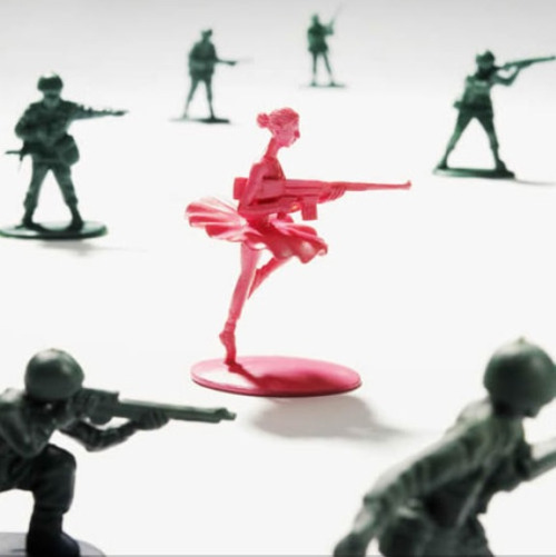 A pink female toy soldier.. I would merry here if I was green and made of plastic