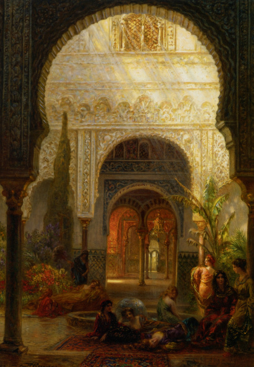 adventurotica:fleurdulys:The Patio della Reina - Ernst KoernerI love the quality of Moorish architec