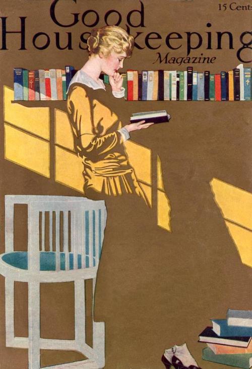 Girl Reading (1925). Good Housekeeping. Coles Phillips (1880-1927). American illustrator. Librarian?