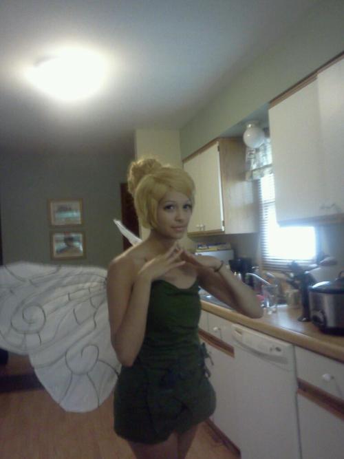 goddessofdarkness007:  Yay. Finished my tinkerbell cosplay :D  wow.  that looks very nice!  The hair.  The wings.  Even the shoes!!