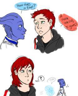 late night doodles of femshep and liara agaaaaaain.